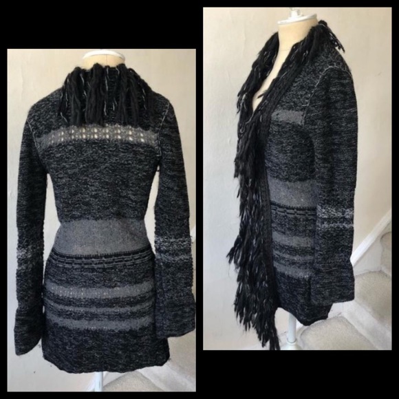 Free People Marled Striped Wool Fringe Cardigan - Picture 2 of 7